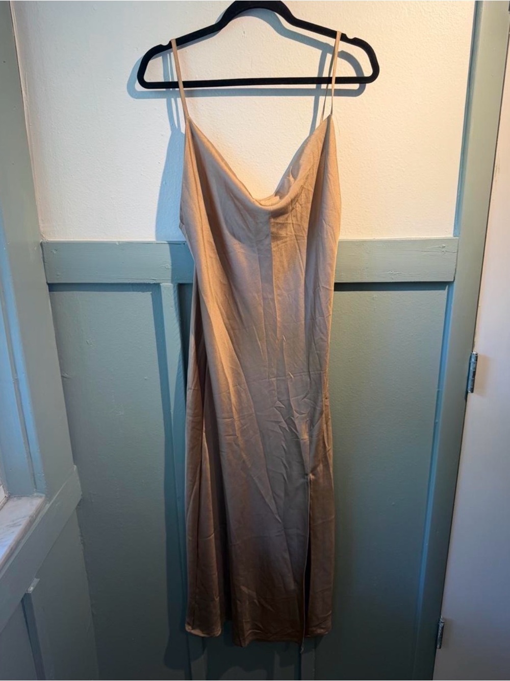 Nude Cowl Neck Midi Slip Dress